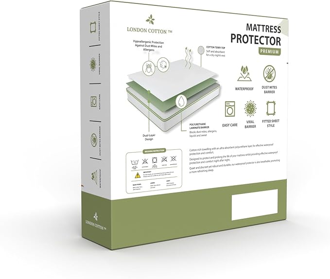 Premium Twin XL Size Mattress Protector 100% Waterproof Mattress Protector Breathable Deep Pocket Washable Bed Cover College Dorm Size (Twin XL)
