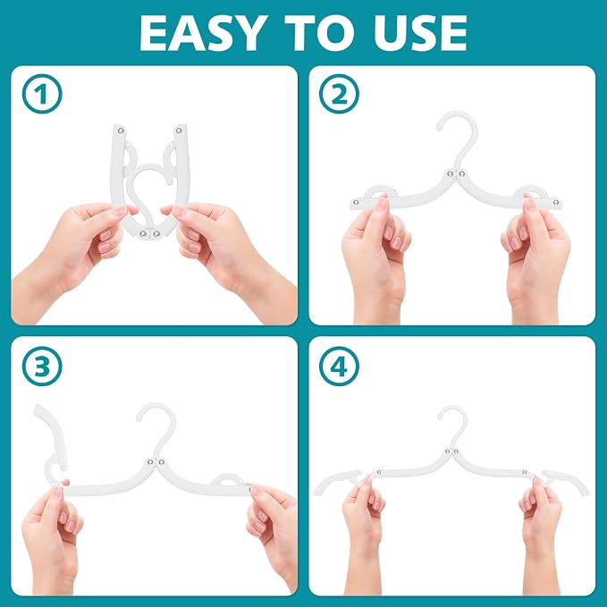 30 Pcs Travel Hangers Portable Foldable Travel Hanger Organizer, Plastic Cruise Essentials Clothes Drying Rack Folding Hangers for Camping Flying RV Europe Vacation Essentials Suitcase, White - Image 6