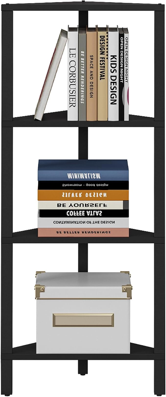 TUTOTAK Corner Shelf, 4-Tier Corner Bookshelf for Small Space, Narrow Display Corner Shelf Stand with Storage Rack, for Living Room, Bedroom, Black BS05BK004 - Image 7