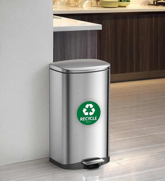 IGNIXIA (Pack of 04) Recycle & Trash Stickers Indoor & Outdoor Trash Bin Decals Recycle & Trash Symbols Sticker 4 X 4 Inches Self Adhesive Peel & Stick (Green/Black) - Image 5