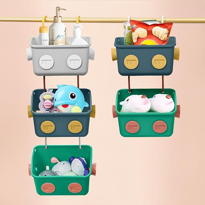 Bath Toy Storage Organizer Basket, 3 Pack Cute Robot Bathtub Shower Toy Organizer, Wall Mounted Hanging Bath Toy Holder with Hooks, for Tub Laundry - Image 8