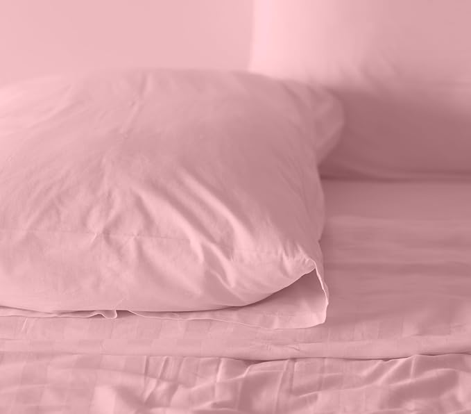 RUVANTI 100% Cotton Sheets – Full Size Percale Bedding, Cooling & Breathable, Durable with a Crisp, Soft & Comfortable Feel, 16" Deep Pocket, 4-Piece Set, Bridal Rose
