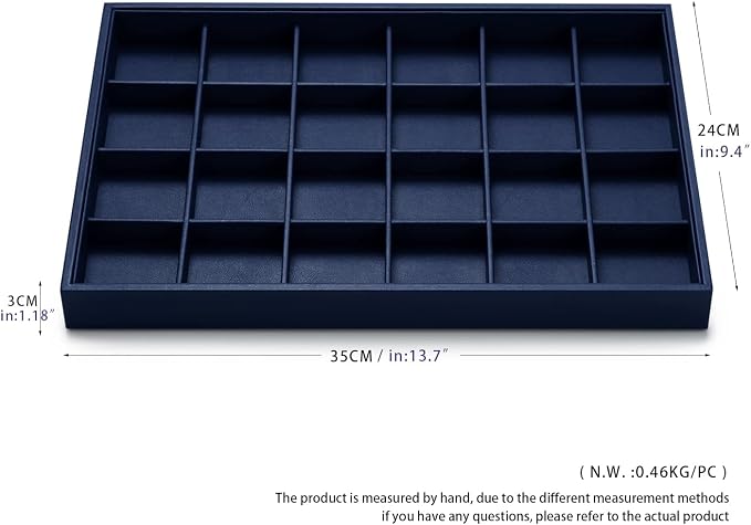 Oirlv Stackable Premium Leather Jewelry Trays 24 Grid Jewelry Organizer for Drawer Rings Earrings Holder Organizer - Image 8