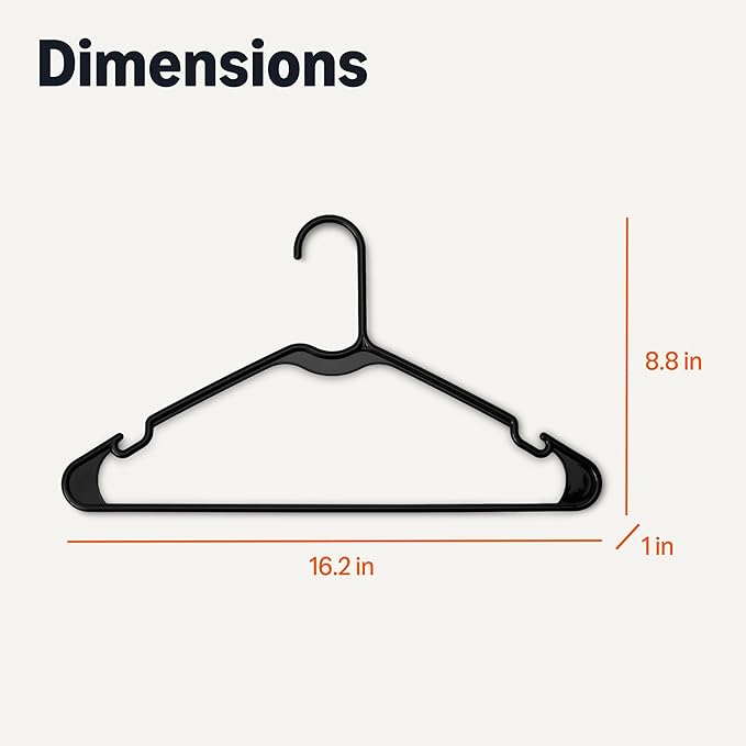 Amazon Basics Space Saving Plastic Clothes Hangers, Sturdy Closet Organizer for Shirts and Jackets, Adult Size, Black, 50-Pack - Image 5