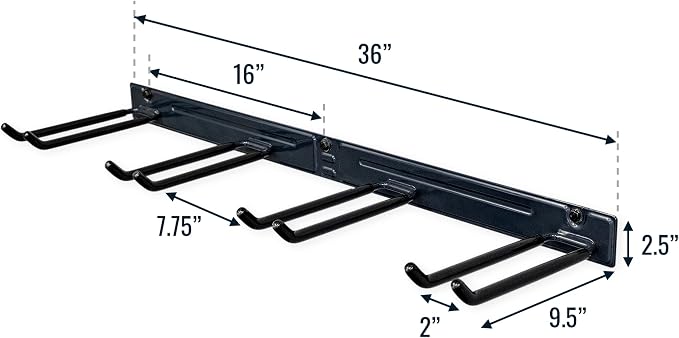 StoreYourBoard 36" Garage Tool Organizer Wall Mount | Garden Tool Organizer System | Heavy Duty Garden Tool Storage Rack for Yard Tools Rakes Shovels 250lbs Garage Organization | 4 PVC Coated Hooks - Image 8