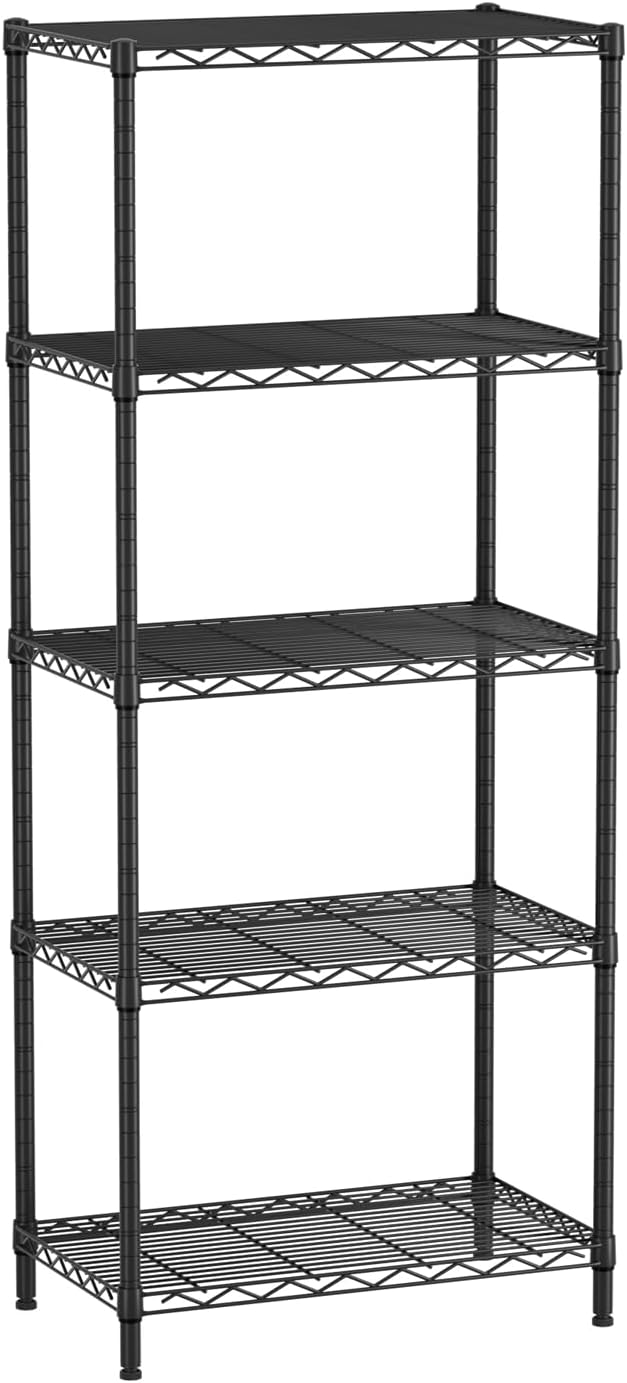 SINGAYE 5 Tier Storage Shelves Wire Shelving Unit Shelve Metal Kitchen Laundry Room Organization Home Pantry Closet Bathroom Organizers Garage Rack Estantes para Cocina 14" D x 24" W x 59.5" H Black - Image 9