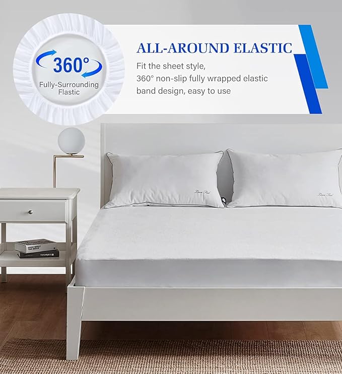 Queen Mattress Protector, Waterproof Mattress Cover - Soft, Breathable Terry for Pets, Kids & Adults - 60" x 80"