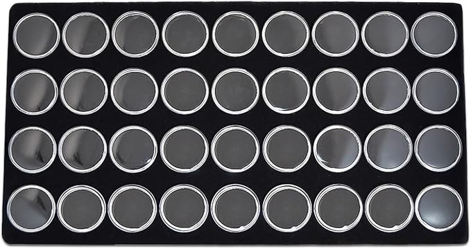 TheDisplayGuys For Your Modern Living 2-Pack 36-Jars Velvet Foam Padding Jewelry Container Inserts - Tray/Case Liners - Medium Gem, Beads, Collectibles Storage Box (Black) by The Display Guys - Image 8