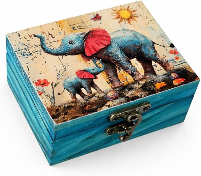 JB&C Premium Trinket Box Small Jewerly Keepsake Box (Elephant & Calf) by JB%26C+Premium