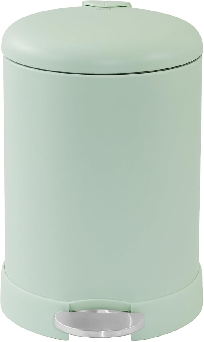 Glad Small Trash Can, 1.2 Gallon | Round Stainless Steel Garbage Bin with Soft Close Lid & Step Foot Pedal | Metal Waste Basket with Removable Inner Bucket, Green - Image 7
