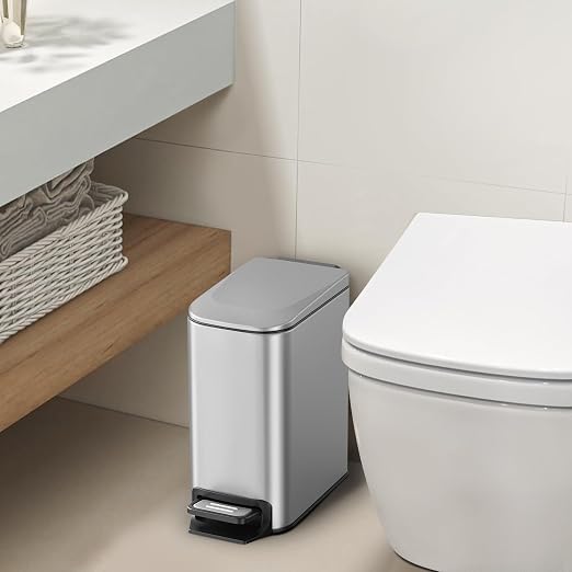 Cesun Small Bathroom Trash Can with Lid Soft Close, Step Pedal, 6 Liter / 1.6 Gallon Stainless Steel Mini Garbage Can for Office, Outdoor Trash Bin with Removable Inner Bucket (Silver) - Image 8