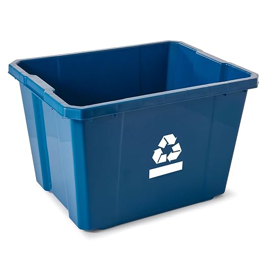 Gracious Living Medium Curbside Blue Box, Plastic 17 Gallon/64 Litre Home Trash Can Refuse and Recycling Bin Container with Built-in Handles (12 Pack) - Image 9