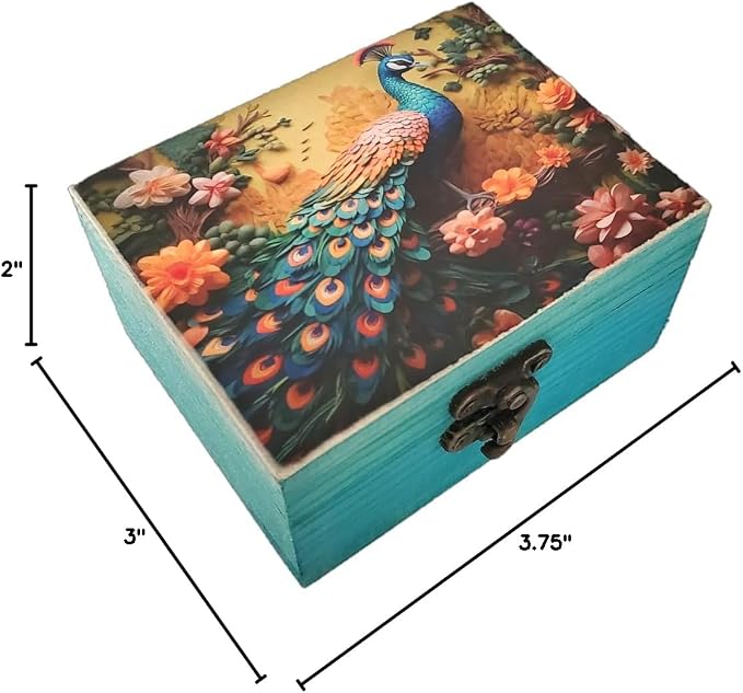 JB&C Premium Peacock Trinket Box Small Jewelry Keepsake Box | Earrings Necklace Storage Box for Girls Women | Peacock lovers Gift Idea, Animals Ornaments for Home Décor (3PS) - Image 8