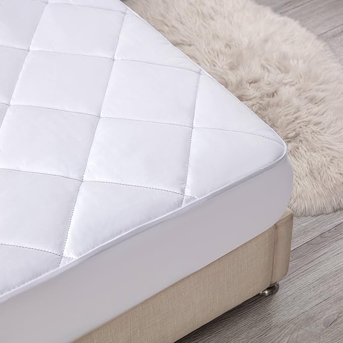 Kingnex RV Bunk Mattress Topper with Reversible Surface for Narrow Twin Bed Fluffy Matress Cover Quilted Fitted Mattress Pad