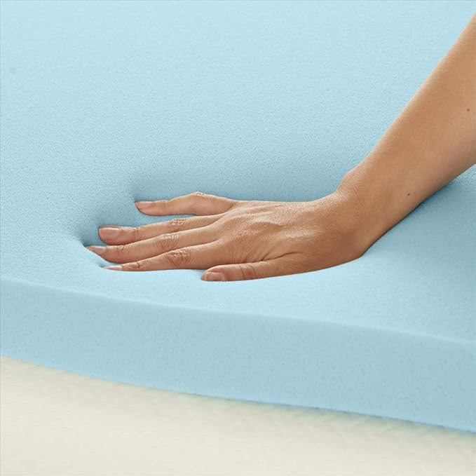 Amazon Basics Full Size Cooling Gel-Infused Memory Foam Mattress Topper, CertiPUR-US Certified, 3 Inches, Blue