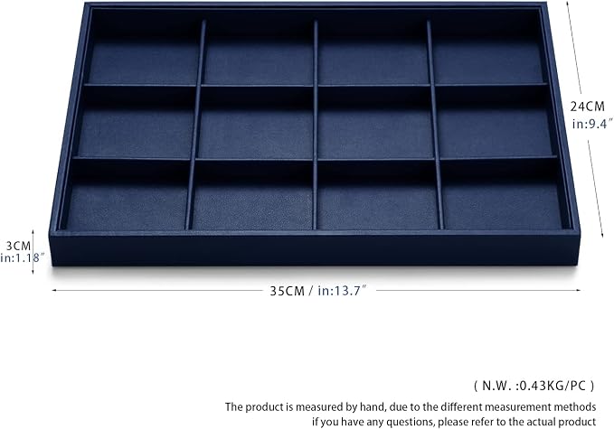 Oirlv Stackable Premium Leather Jewelry Trays 12 Grid Jewelry Drawer Organizer Trays Bracelet Earrings Watches Showcase Display Organizer - Image 9