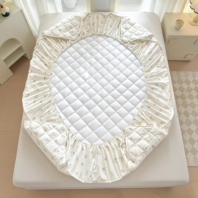 Mattress Protector, Soft Breathable Noiseless Mattress Cover with Stretchable Pockets for 6-11 inches Mattress, Machine Washable (02,2 Pillowcase 19"x29")