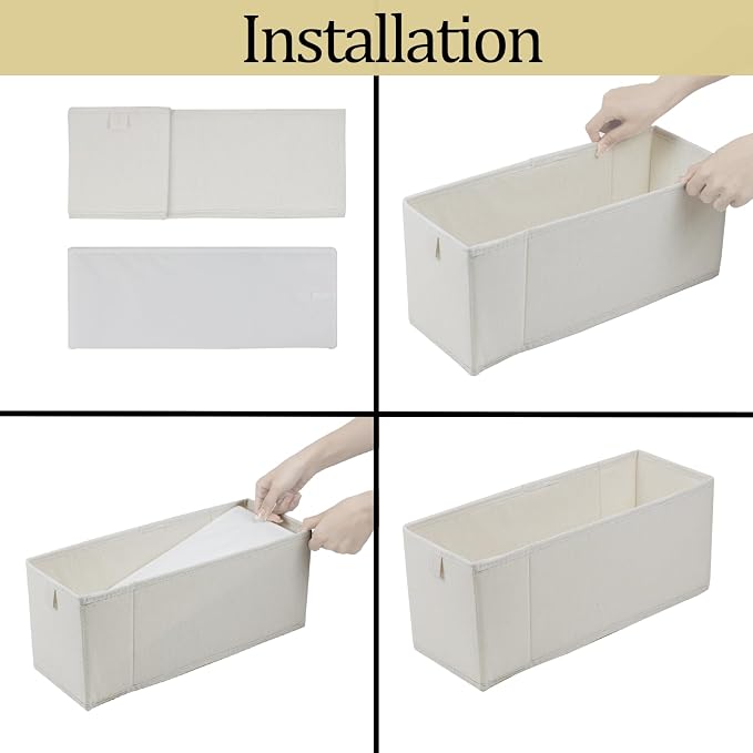 Narrow Fabric Storage Bins, 4 Pack Foldable Storage Baskets for Shelves, Decorative Linen Closet Organizers and Storage, Storage Box Container for Organizing Clothes Toy Pantry Wardrobe Closet - Image 5