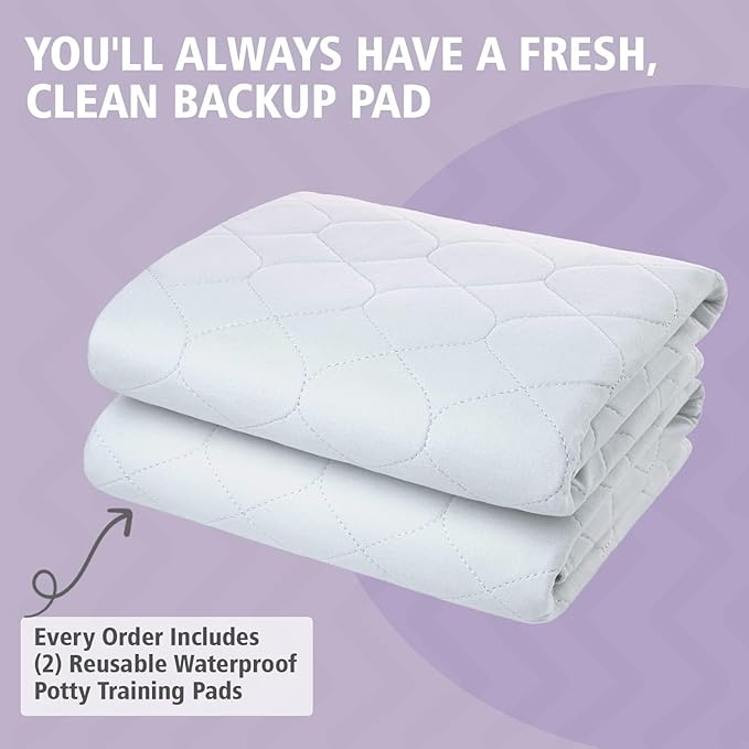 Lynmark® 2X Toddler Potty Training Bed Pads - Soft Waterproof Bedwetting Pee Protector Mat for Kids - Multi-Layer Non-Slip Washable Incontinence Mattress Sheet Absorbs Up to 2000ml - 33" x 27", White