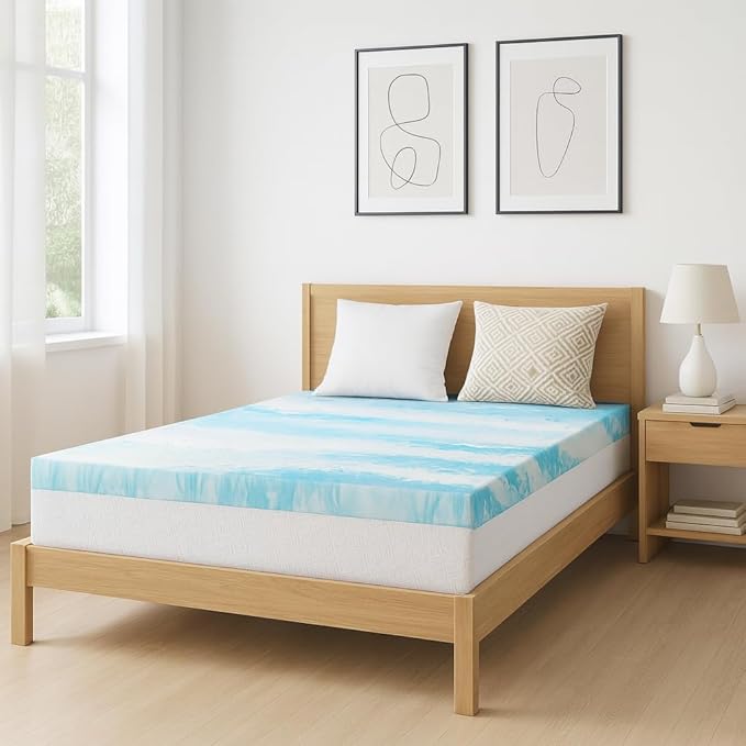 Memory Foam Mattress Topper Twin - 4 Inch Gel Infused Bed Toppers, Pressure Relief Mattress Pad for Dorm Room, CertiPUR-US Certified