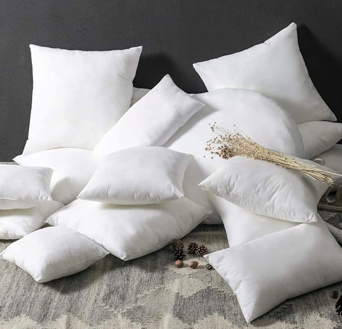 QUBA LINEN 12 x 20 Throw Pillow Insert - Pack of 4 White, Down Alternative Pillow Inserts for Decorative Pillow Covers, Throw Pillows for Bed, Couch Pillows for Living Room (12" x 20" (Pack of 4))