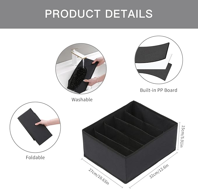 Qozary Jeans Pants Organizer for Closet, 4 Pack Drawer Organizers for Clothing, 5 Grids Wardrobe Clothes Storage, Deep Drawer, for Shirts, Leggings - Image 7