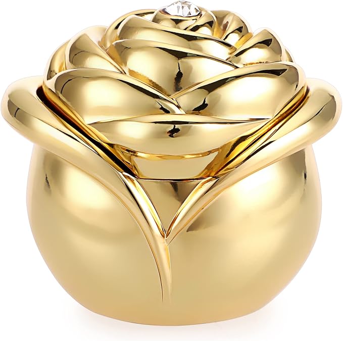 Hipiwe Rose Shape Vintage Jewelry Box - Gold Metal Trinket Organizer Small Jewelry Storage Holder Treasure Box Case Keepsake Box for Rings Earrings Necklace Gift for Women, Large - Image 9