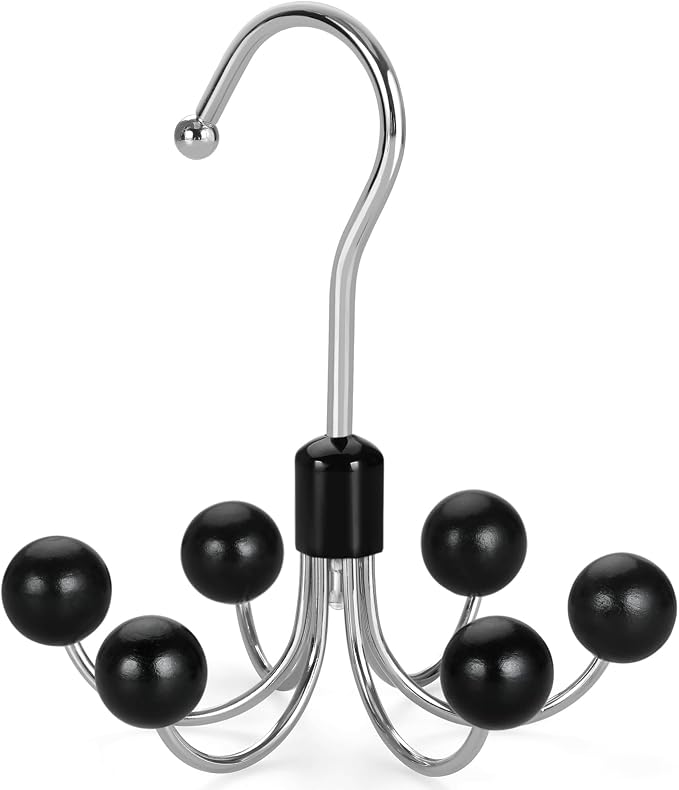 TOPIA HANGER Hoodie Hangers with 6 Wood Balls, 360°Swivel Purse Hanger, Scarf Hanger, Closet Hooks, Handbag Organizer, Bra Hanger, Accessory Organizers for Scarf, Tanktop, Hat, Hoodie CT56B - Image 7