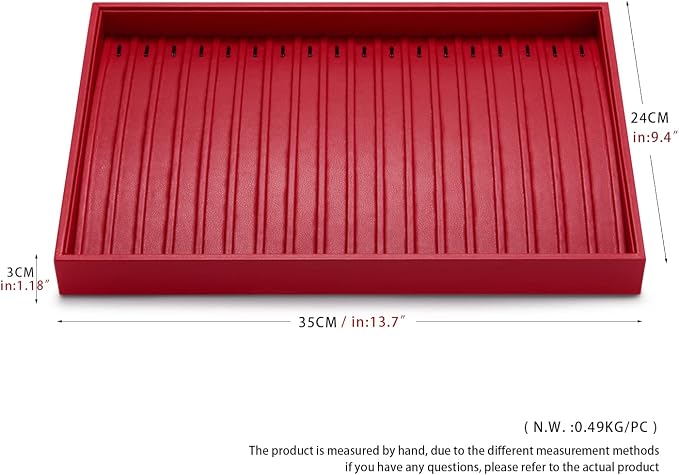 Oirlv Gorgeous Red Leather Jewelry Tray Necklace Bracelet Long Chain Storage Stackable Necklace Trays Jewelry Drawer Organizer - Image 8