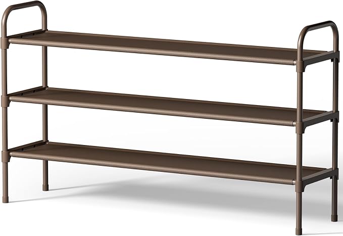 Kitsure Extra-Long Shoe Rack for Closet, Shoe Organizer for Front Door Entrance, Stackable Shoe Shelf, Detachable Closet Organizers and Storage, 39.0" Wide - 3 Tier, Brown by Kitsure