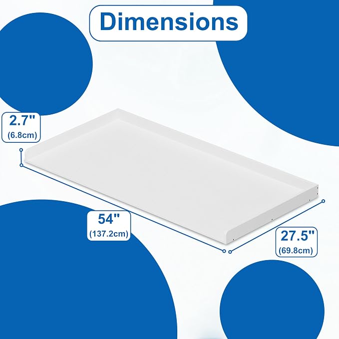 efluky Washer Dryer Countertop, Wood Countertop with Edge Rails for Laundry Room Organization and Storage, Washer Dryer Topper for Laundry Room, 27.5" x 54" White - Image 6