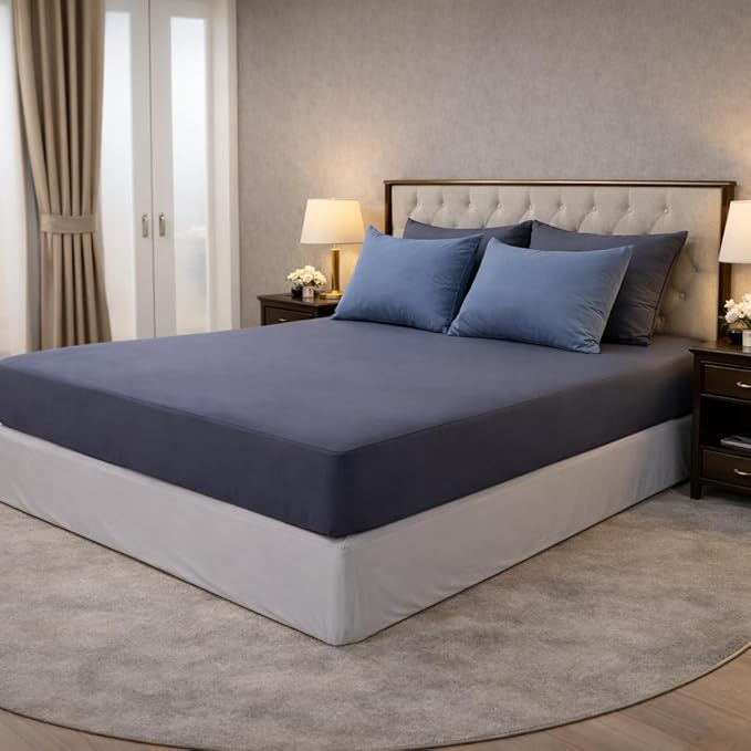 100% Cotton Single Layer Mattress Cover King Size, Elastic Mattress Cover, Stretches Up to 16 Inches Deep, Cozy, Absorbent, Easy to Replace, Machine Washable (6 Colors) (Charcoal, Twin)