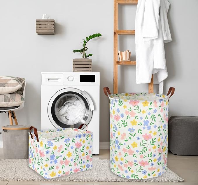 HIYAGON Girls Laundry hamper Baby Girl Hamper Kids Toy Storage Organizer Bins Gift Basket for Bedroom Decor(Flowers) - Image 7