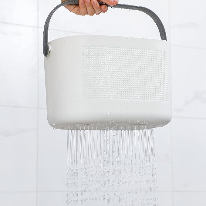UUJOLY Plastic Storage Baskets with Handles, Shower Caddy Shelf Organizers Basket for Bathroom, Kitchen, Dorm Room, Grey - Image 6