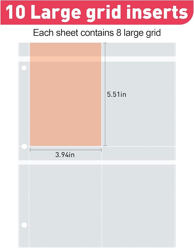 17Dec Refill Pages for the Jewelry Storage Book,Large-grid,Double-sided Four-grid,10 sheets,Jewelry Binder Refill Pages - Image 2