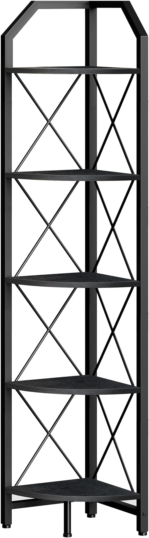 CHOEZON 5-Tier Corner Shelf, Industrial Corner Bookshelf, 59.4" Corner Storage Stand, Plant Stand Display Shelf, Corner Bookcase for Bedroom, Living Room, Home Office, Black TCJ10BB - Image 9
