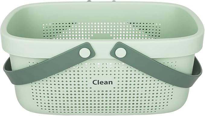 JiatuA Plastic Storage Basket with Handle Portable Shower Caddy Tote Organizer Basket Bin for Bathroom Kitchen Dorm Room Bedroom, Green - Image 6