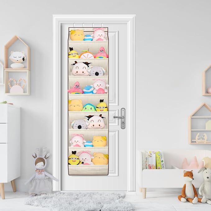 SLEEPING LAMB Over The Door Shoe Organizer for Closet with Large Deep Pockets, Narrow Shoe Rack for Door Hanging Boots Storage, Beige - Image 7