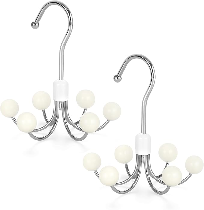 TOPIA HANGER Hoodie Hangers 2-Pack with 6 Wood Balls, 360°Swivel Purse Hanger, Scarf Hanger, Closet Hooks, Handbag Organizer, Bra Hanger, Accessory Organizers for Scarf, Tanktop, Hat, Hoodie CT43W - Image 7