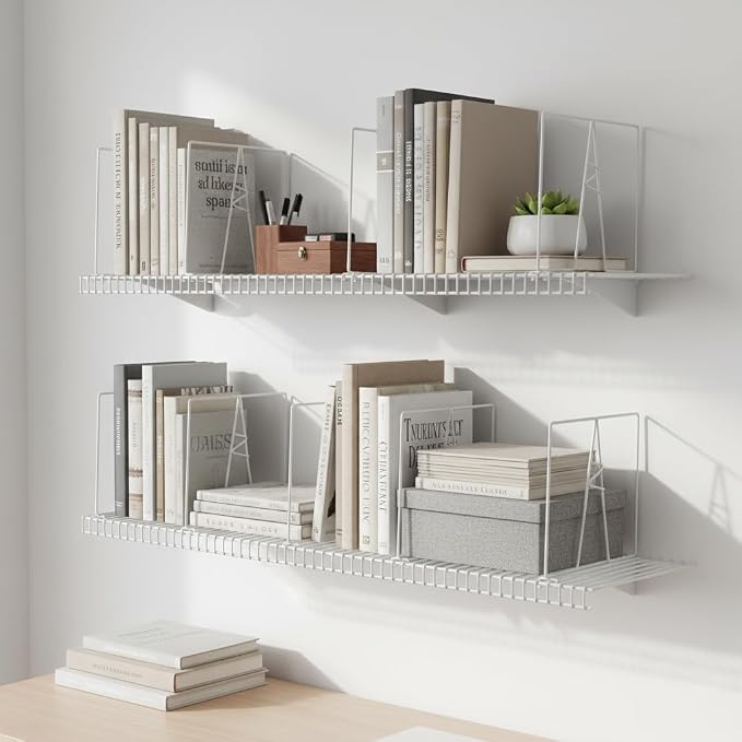 Wire Shelf Dividers - White Closet Organization & Storage Organizer - No Tool Shelf Divider for Wire Shelves - Metal Shelf Accessories – for 12“ Deep Wire Shelves – Tall 12” Height – 24 Pack - Image 9