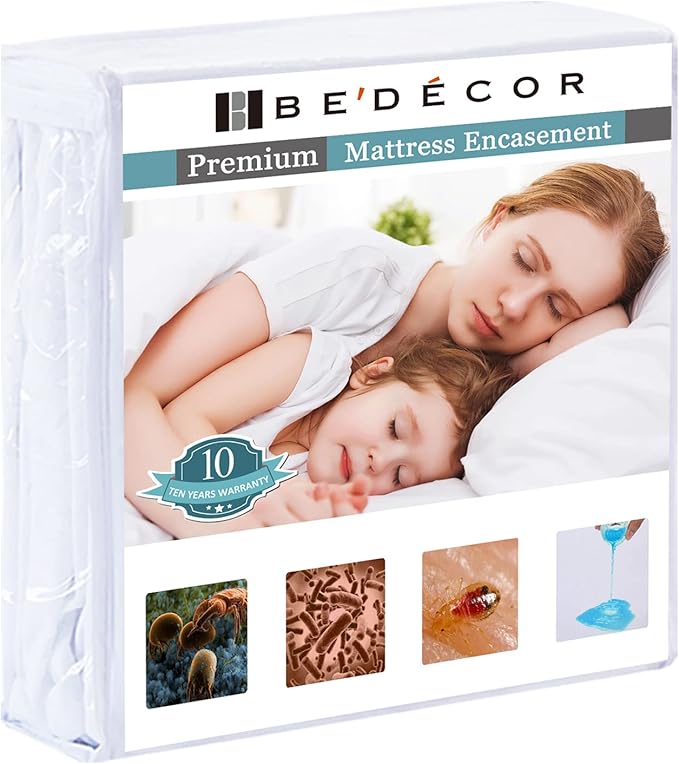 Bedecor Zippered Queen Mattress Protector Cover for 16"-18" Depth Mattress,Fully Encased Liquid Proof Urine Pee Protection Breathable Smooth Incontinence Pet Baby Potty Training