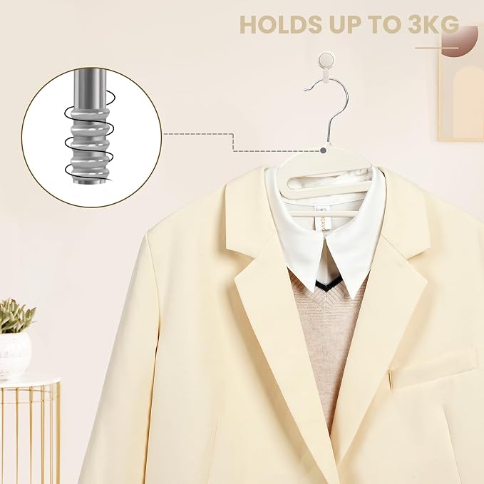 BAGAIL Plastic Hangers 50 Pack with Non-Slip Design,0.2 Inches Thick, 360°Swivel Hook Space Saving Organizer for Bedroom Closet,Shirts,Pants(Beige- S Shaped) - Image 6