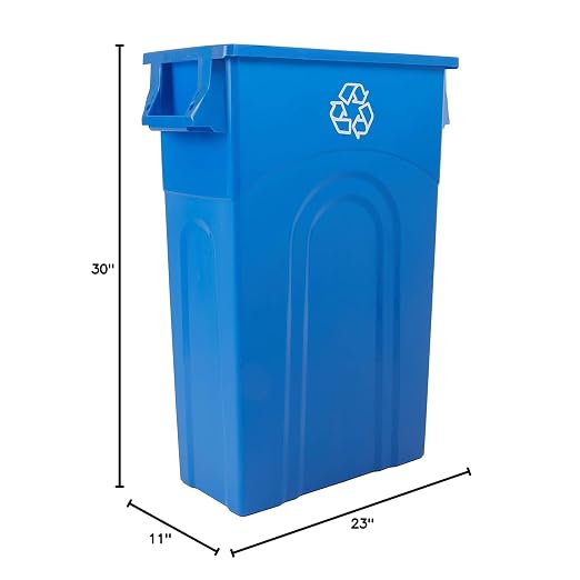 United Solutions Highboy Recycling Container, 23 Gallon, Space Saving Slim Profile and Easy Bag Removal for Indoor or Outdoor use, Recycle Blue, Plastic - Image 7