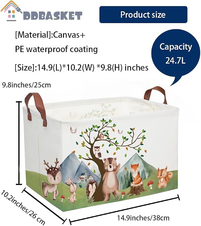 Kids Basket Animal Baskets Cute Storage Bins Rectangular Toy Storage Bin Organizer Book Box ,Animals Room Decor(Mountain animal) - Image 7