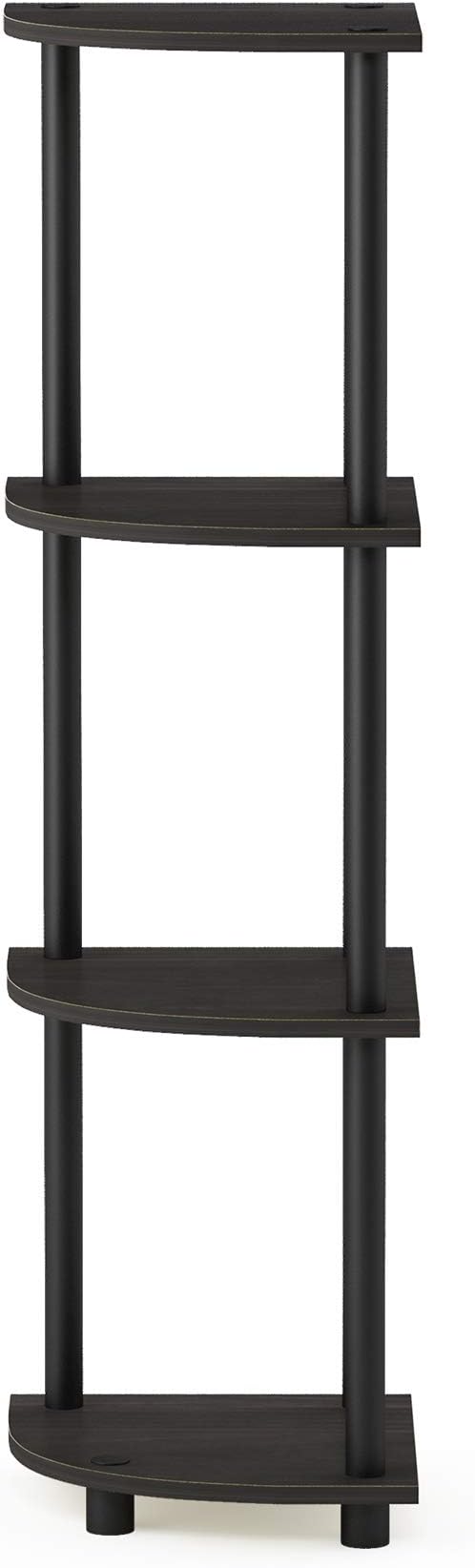 Furinno TURN-N-TUBE Corner Shelf, 4-Tier Corner Bookshelf, Display Storage Shelves with Open Shelves, for Organization and Storage, Living Room, Home Office, Garage, Espresso - Image 7