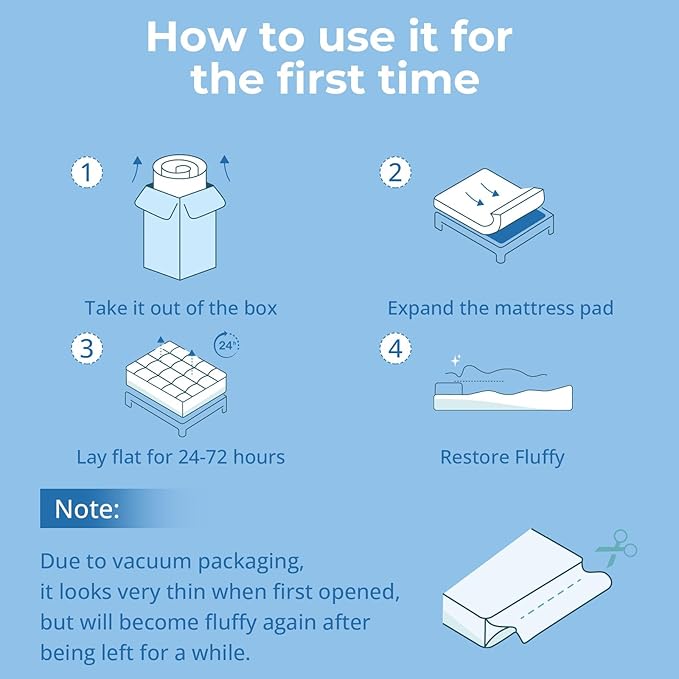 YUGYVOB Queen Mattress Topper - 800GSM Extra Thick Cooling & Breathable Mattress Pad with Deep Pocket 8"-21" & Soft Down Alternative Filling, Grey