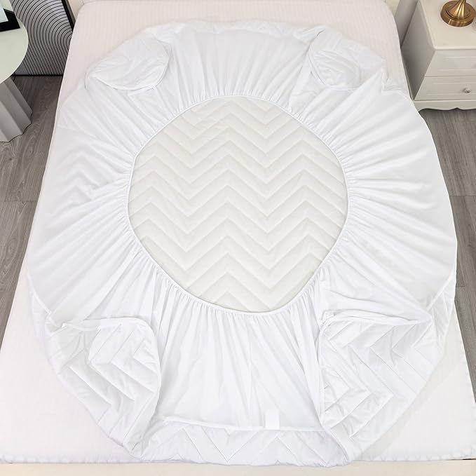 Quilted Waterproof RV King Mattress Protector Pad for 72x80 Narrow King Bed Elastic Pocket Fitted Sheet Style Matress Topper Cover