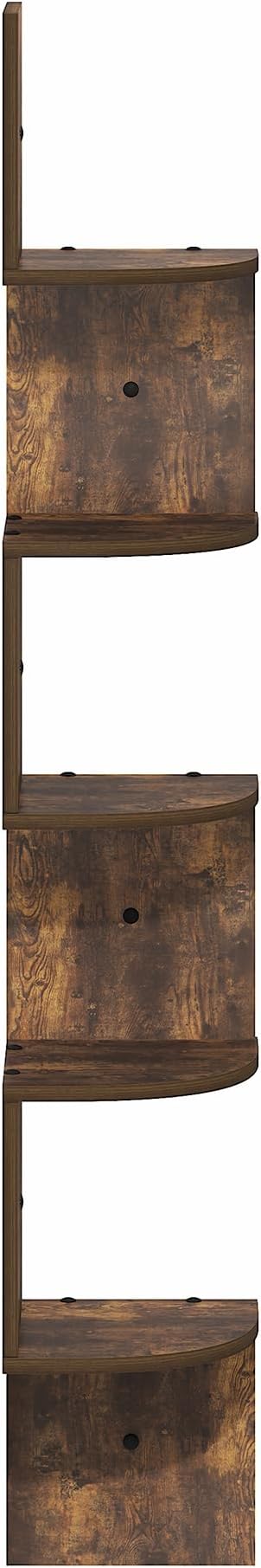 Furinno Rossi Floating Book Shelves for Wall, 5-Tier Zigzag Corner Shelf Wall Mounted, Radial Corner Floating Shelf, for Living Room, Bedroom, Bathroom, Home Office, Amber Pine - Image 6