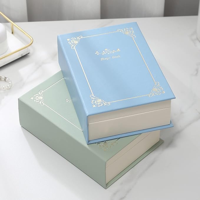 PU Leather Book Jewelry Organizer Box with Magnetic Closure, Stylish Jewelry Box for Women and Girls, Travle Jewelry Case for Rings Necklaces Earring (Aqua) - Image 7