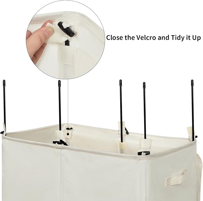 WOWLIVE 180L Double Laundry Hamper with Lid and Removable Laundry Bags, Large Dirty Clothes Hamper 2 section Collapsible Laundry Basket Dorm Room Storage for Bedroom, Bathroom, College,Beige - Image 7